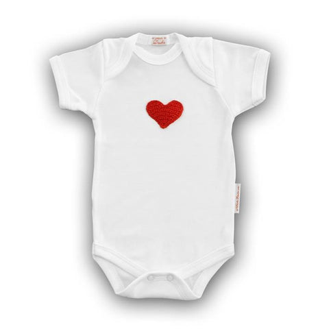 Red Heart Baby Onesie with Hand-Crocheted Picture